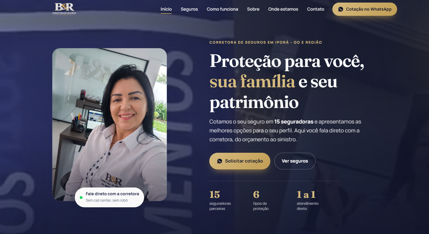 Projeto B&R Corretora de Seguros desenvolvido pela PR Automação